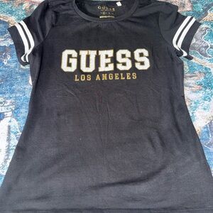 GUESS Black Tee with Gold and White Accents